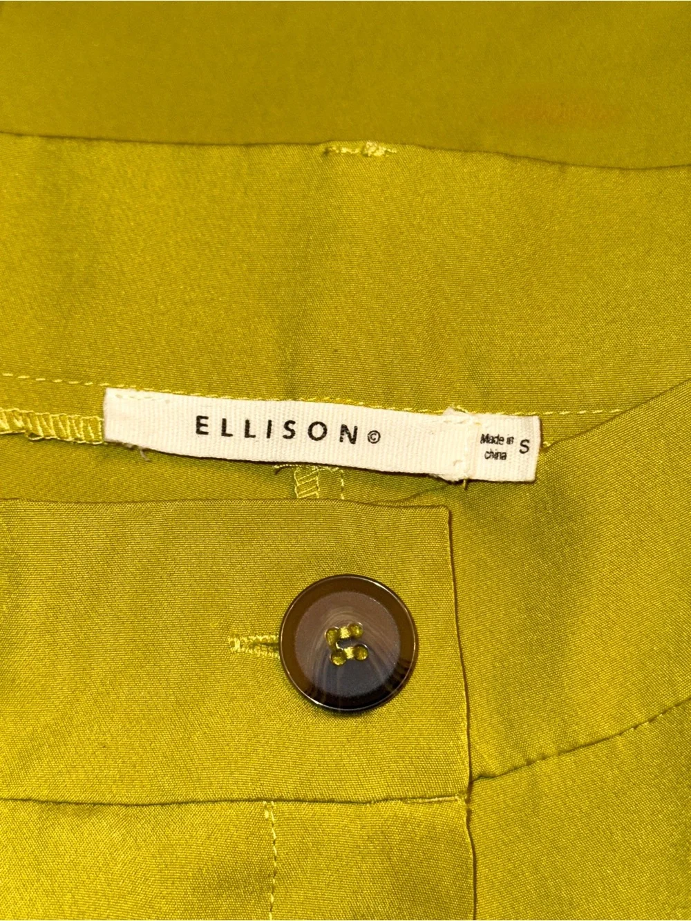 Ellison Chartreuse Green Wide Leg Pants High Waist Trouser size Small
